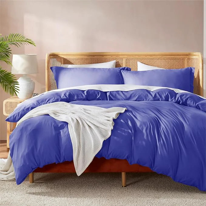 Elite Nestl Royal Blue California King Duvet Cover Sets – Soft Double Brushed Cal King Duvet Cover 3 Piece with Button Closure 1 Duvet Cover 104×98 inches and 2 Pillow Shams Modern