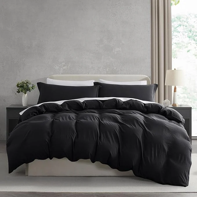 Fashionable Nestl Black Duvet Cover King Size – Soft Prewashed King Duvet Cover Set 3 Piece with Zipper Closure 1 Duvet Cover 104×90 inches and 2 Pillow Shams – No Comforter Environmentally Friendly