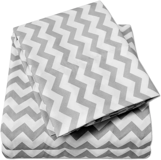 Unique 1500 Supreme Collection Bed Sheets – Luxury Bed Sheet Set with Deep Pocket Wrinkle Hypoallergenic Bedding – 4 Piece Sheets – Chevron Print- King Gray Genuine