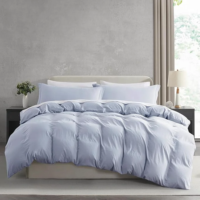 Crafted Nestl Ice Blue Duvet Cover King Size – Soft Prewashed King Duvet Cover Set 3 Piece with Zipper Closure 1 Duvet Cover 104×90 inches and 2 Pillow Shams High-Quality