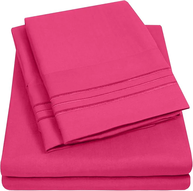 1500 Supreme Collection Extra Soft RV Queen Sheet Set Fuscia- Luxury Bed Sheet Set with Deep Pocket Wrinkle Bed Sheets RV Queen Size Fuscia High-Quality