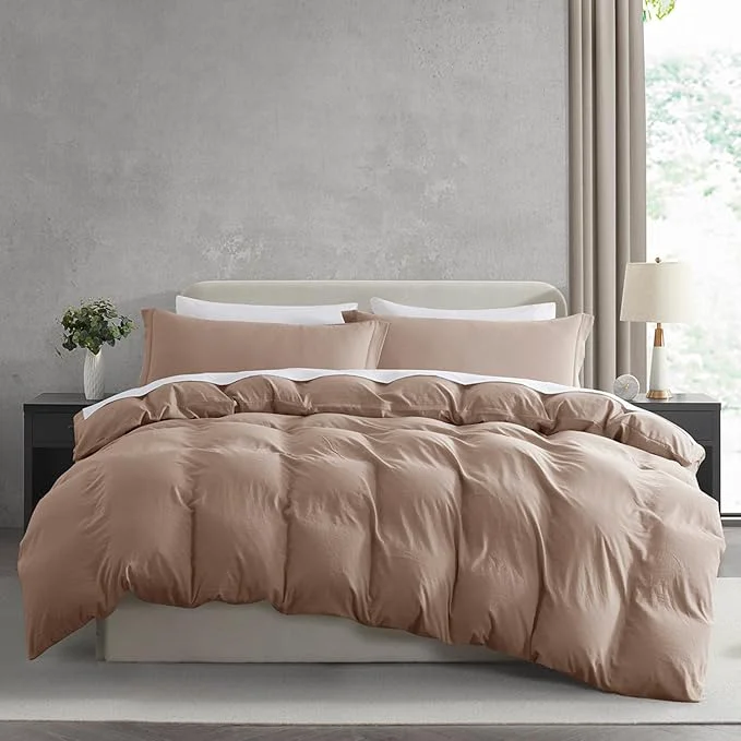Pure Nestl Twin Duvet Cover Set – Soft Prewashed Khaki Duvet Cover Twin Twin XL 2 Piece with Zipper Closure 1 Duvet Cover 68×90 inches and 1 Pillow Sham Quality