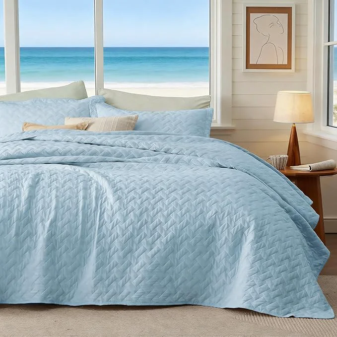 Artisan Bedsure Quilts Twin Size – Lightweight Bedspreads Twin Size with Basket Weave Pattern Soft Quilt Bedding Set Sky Blue Comforter Set Coverlet for All Seasons with 1 Pillow Sham 68 quot x 86 quot Skin-Friendly Soft All-Season Comfort Breathable Lightwei… Effective