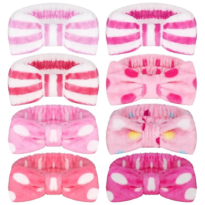 Durable Ondder 8 Pcs Striped Spa Terry Cloth Headbands Unique
