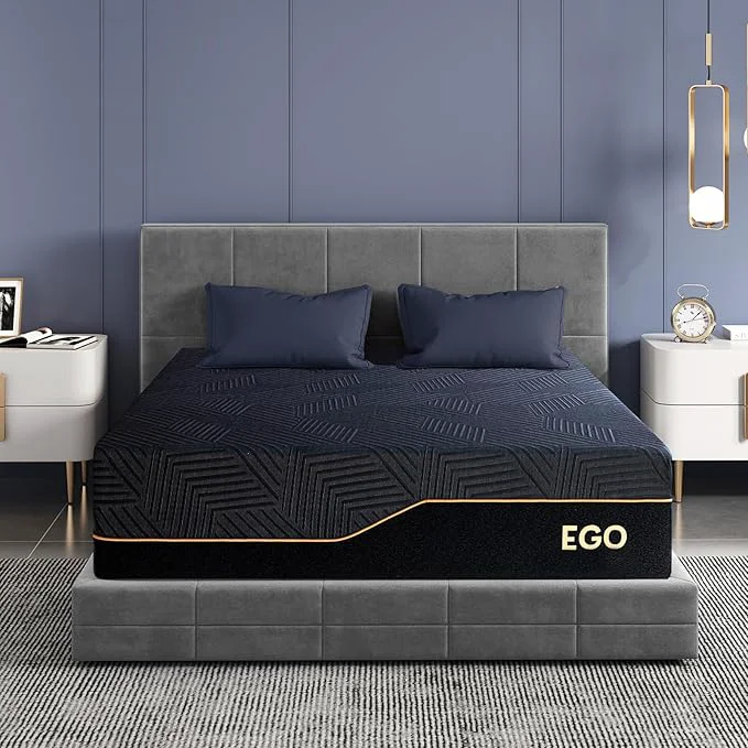 Soft EGOHOME 14 Inch California King Memory Foam Mattress for Back Pain Cooling Copper Gel Bed in a Box Foam Made in USA CertiPUR-US Therapeutic Medium Firm 72x84x14 Black Professional