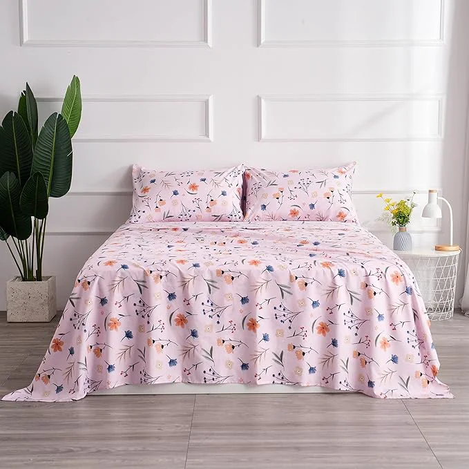 Reliable Pink Flower Twin Sheets 3 Piece Set – Botanical Pattern Microfiber Bedding Decor – Breathable Durable Up to 16 quot Deep Pocket Bed Sheet for Girls Comfortable