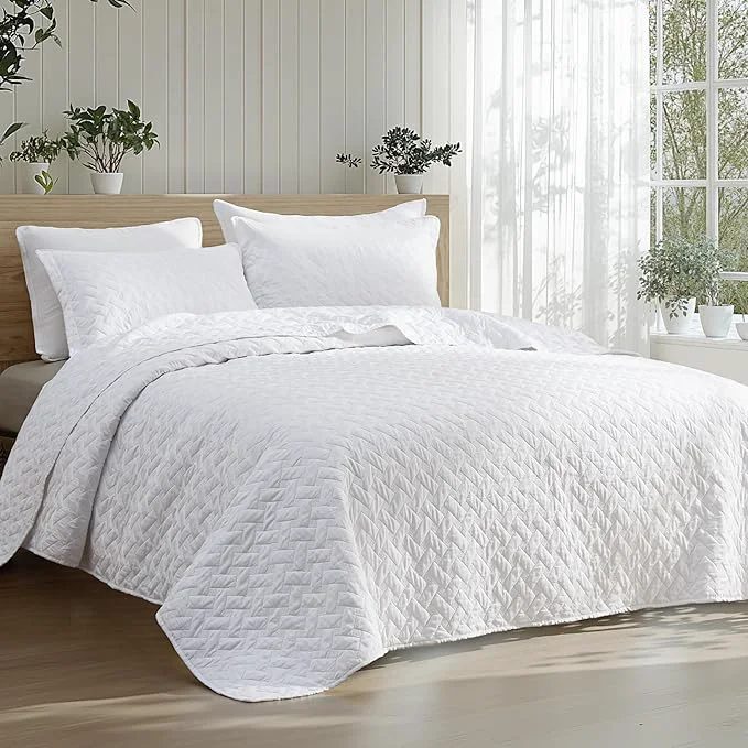 Artisan Bedsure Quilts Twin Size – Lightweight Bedspreads Twin Size with Basket Weave Pattern Soft Quilt Bedding Set White Comforter Set Coverlet for All Seasons with 1 Pillow Sham 68 quot x 86 quot Skin-Friendly Soft All-Season Comfort Breathable Lightweight… Responsible