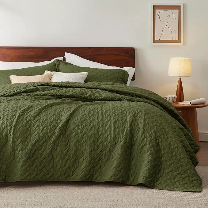 Superior Bedsure Quilts Queen Size – Lightweight Bedspreads Queen Size with Basket Weave Pattern Soft Quilt Bedding Set Olive Green Comforter Set Coverlet for All Seasons with 2 Pillow Shams 90 quot x 96 quot Skin-Friendly Soft All-Season Comfort Breathable Li… Excellent