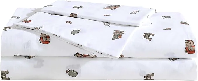 Premium Eddie Bauer – Sheet Set Luxurious Cotton Percale Bedding with Matching Pillowcase Crisp amp Cool Fully Elasticized Buddy Camping Allover White King Organic