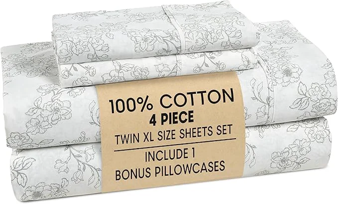 Consistent Casa Platino Cotton Twin XL Sheet Set – 4 Piece Twin XL Sheet Set Twin XL with Crisp Cool amp Soft Feel with 15 Inch Deep Pocket Fitted Sheet Breathable amp Cozy for a Good Nights Sleep – Ashpetal Proven
