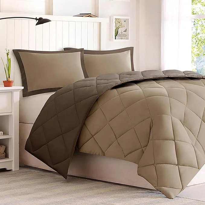 Smooth Madison Park Essentials Larksppur Reversible Down 3M Scotchard Comforter Mini Set Full Queen Brown Sand Modern