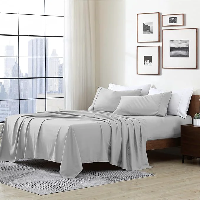 Selected Cathay Home Essentials Ultra Soft Hypoallergenic Wrinkle Resistant Double Brushed Microfiber Bedding Sheet Set Light Gray Full Dependable