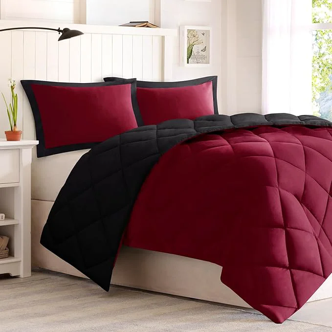 Refined Madison Park Comforter Set Reversible Down All Season Microfiber Bedding 3M Scotchgard Stain Release Twin Twin XL Dorm Comforter Red Black Dependable