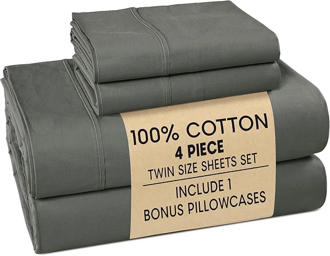 Dependable Casa Platino Twin Sized Sheets – 4 Piece Twin Size Sheets Set Ultra Soft amp Breathable With 15 Inch Deep Pocket Fitted Sheet Cozy Cooling Sheets for Daily Use amp Machine Washable – Dark Grey Sustainable