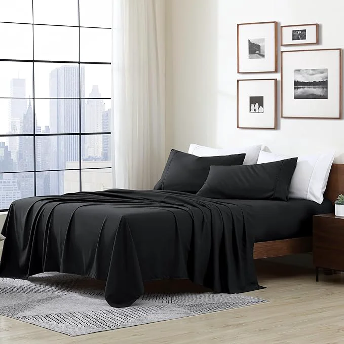 Easy-to-Use Cathay Home Essentials Ultra Soft Hypoallergenic Wrinkle Resistant Double Brushed Microfiber Bedding Sheet Set Black California King Verified
