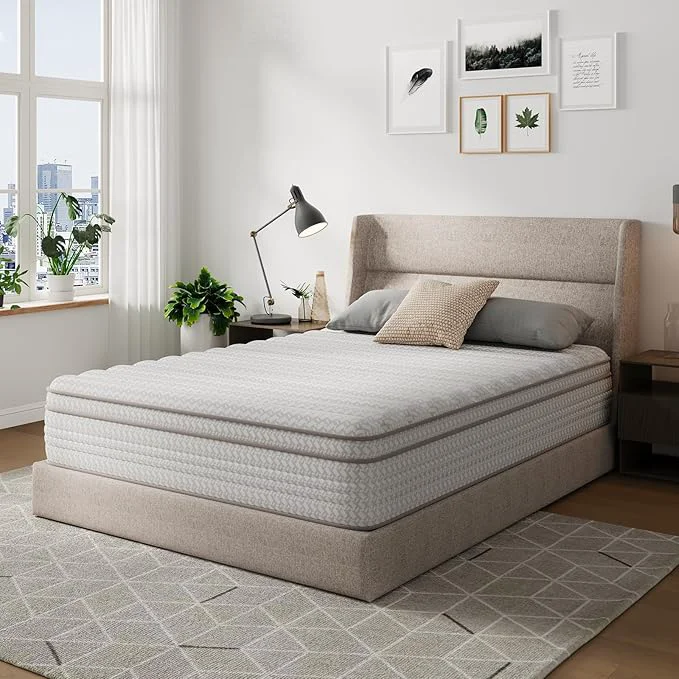Classic Novilla King Size Mattress 12 Inch King Mattresses in a Box with Smarts™ Pocket Coil for Pressure Relief Medium Plush Foam and Spring Hybrid Colchones with CertiPUR-US Fine