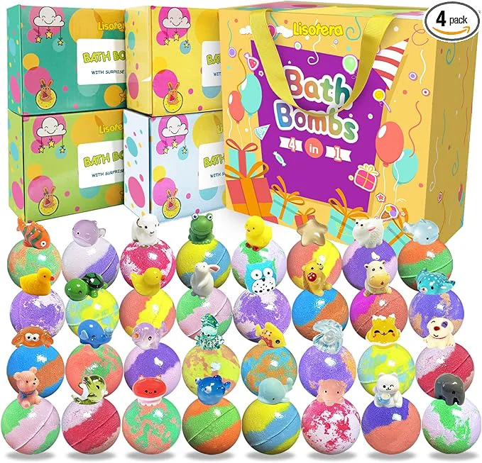 Safe Bath Bombs for Kids with Surprise Inside 32 Pack Kids Bath Bombs with Land High-Grade