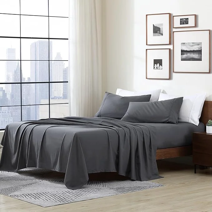 Verified Cathay Home Essentials Ultra Soft Hypoallergenic Wrinkle Resistant Double Brushed Microfiber Bedding Sheet Set Gray California King Quality