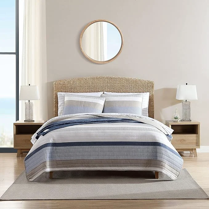Sustainable Nautica – Twin Quilt Set Soft amp Breathable Cotton Bedding with Medium Weight Feel Reversible 2 Piece Bed Set with Matching Pillowcase Galewood Blue Exceptional