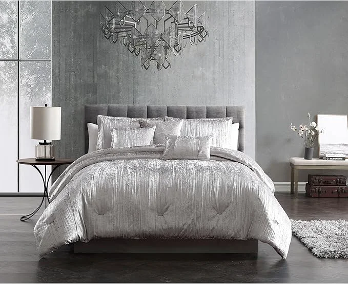 Excellent Riverbrook Home Turin Comforter Set Queen Silver 7-Piece Set World-Class