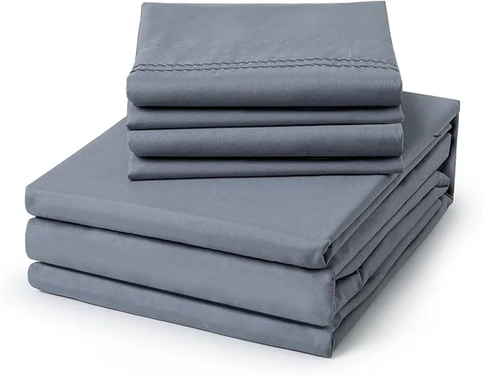 Secure ClevaHome Queen Size Sheet Set – 6 Piece Soft Breathable Luxury Bed Sheet Set – Shrinkage amp Fade Resistant Embroidered Bedding Sheet with Deep Pocket 2 Extra Pillowcases Queen Quarry Eco-Friendly
