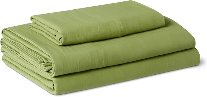Easy-to-Use Amazon Basics Twin XL Bed Sheet 3-Piece Bedding Set Double Brushed Microfiber Ultra Soft Easy Care Green Dependable