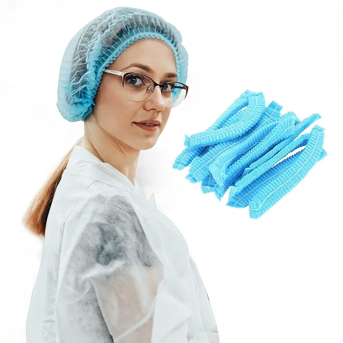 Green 100 Pack 21 Disposable Nonwoven Bouffant Caps Hair Net Casual
