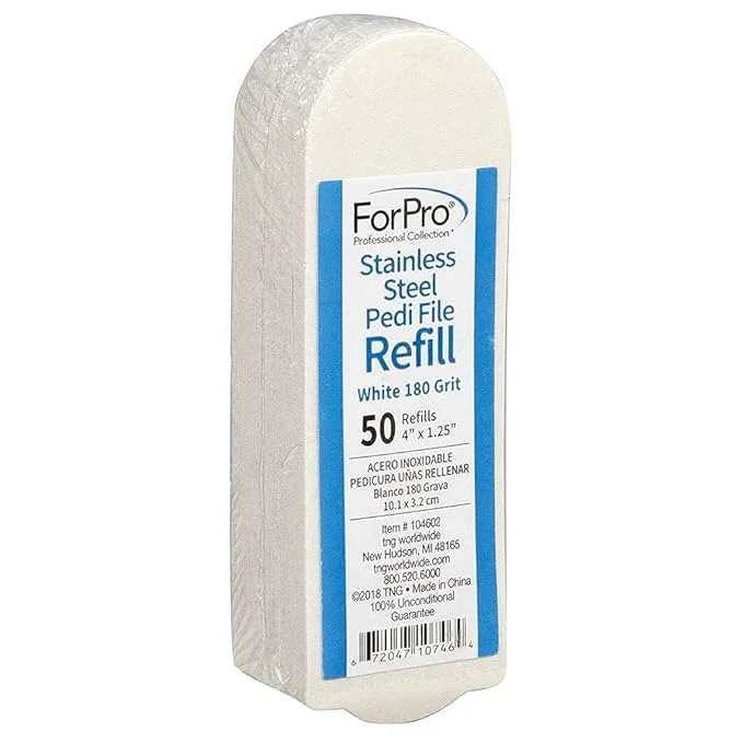 Elite ForPro Professional Collection Stainless Steel Pedi File Refill 180 Grit High-Quality