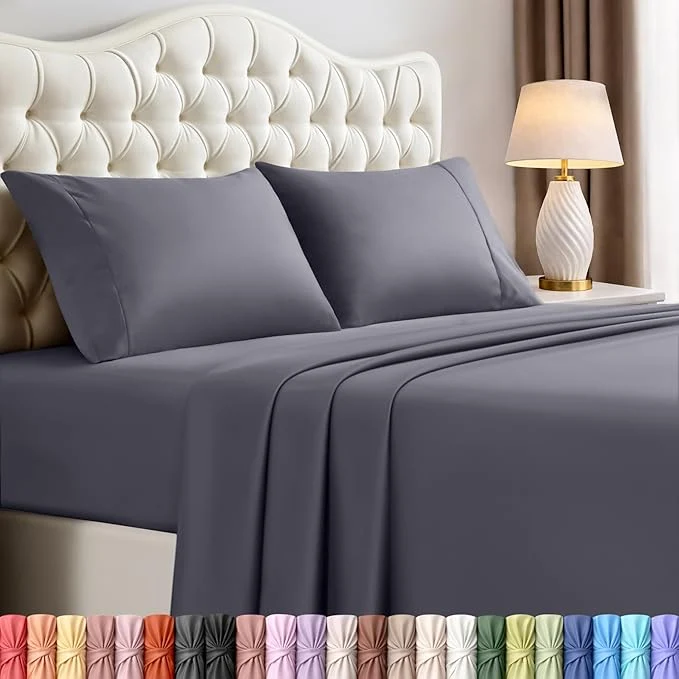 Crafted Utopia Bedding Full Sheet Set – 4 Piece Bed Sheets for Full Size Bed Soft and Breathable Microfiber Includes 1 Fitted Sheet 1 Flat Sheet and 2 Pillowcases Grey Expertly Made