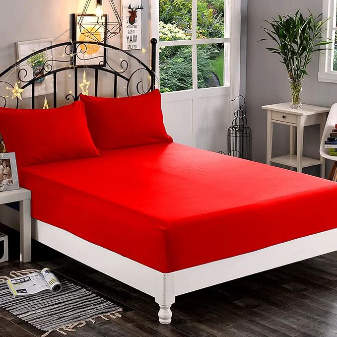 Authentic Elegant Comfort 1500 Premium Hotel Quality 1-Piece Fitted Sheet Softest Quality Microfiber – Deep Pocket up to 16 inch Wrinkle and Fade Resistant California King Red Stylish
