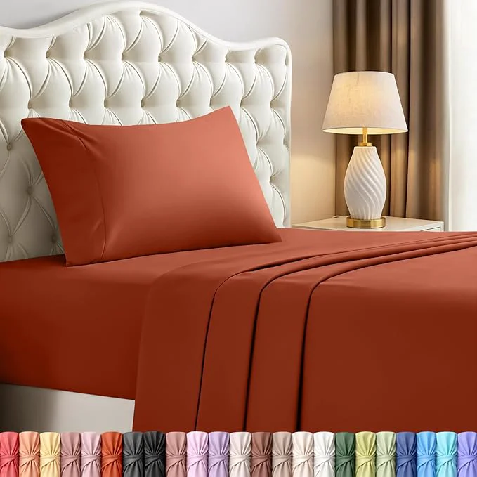 First-Class Utopia Bedding Twin Sheet Set – 3 Piece Bed Sheets for Twin Size Bed Soft and Breathable Microfiber Includes 1 Fitted Sheet 1 Flat Sheet and 1 Pillowcase – OekoTex Orange Fashionable