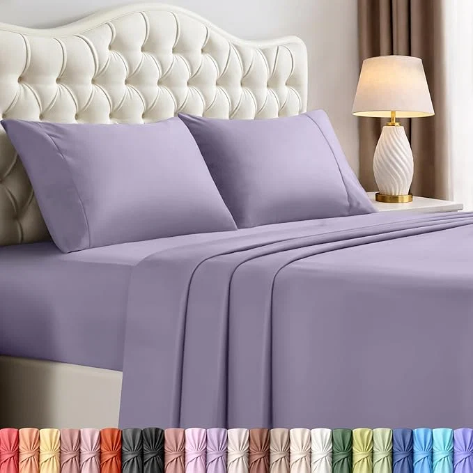 Traditional Utopia Bedding Full Size Sheet Set – 4 Piece Bed Sheets Soft and Breathable Microfiber Includes 1 Fitted Sheet 1 Flat Sheet and 2 Pillowcases – Oeko Tex Lavender Healthy