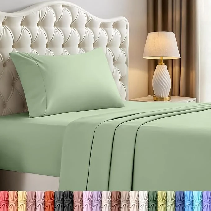 Elite Utopia Bedding Twin Sheet Set – 3 Piece Bed Sheets for Twin Size Bed Soft and Breathable Microfiber Includes 1 Fitted Sheet 1 Flat Sheet and 1 Pillowcase Sage Long-Lasting
