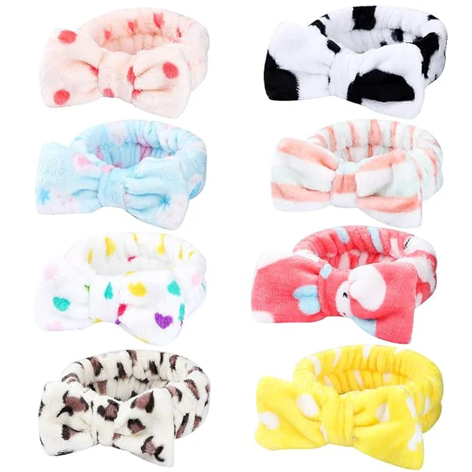 Premium Hishexin 8 Pack Spa Headbands for Women Soft Bow Skincare Headband for Washing Optimized