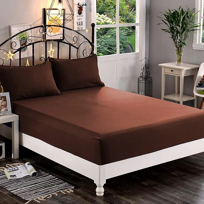 Secure Elegant Comfort 1500 Premium Hotel Quality 1-Piece Fitted Sheet Softest Quality Microfiber – Deep Pocket up to 16 inch Wrinkle and Fade Resistant Full Chocolate Brown Relaxed