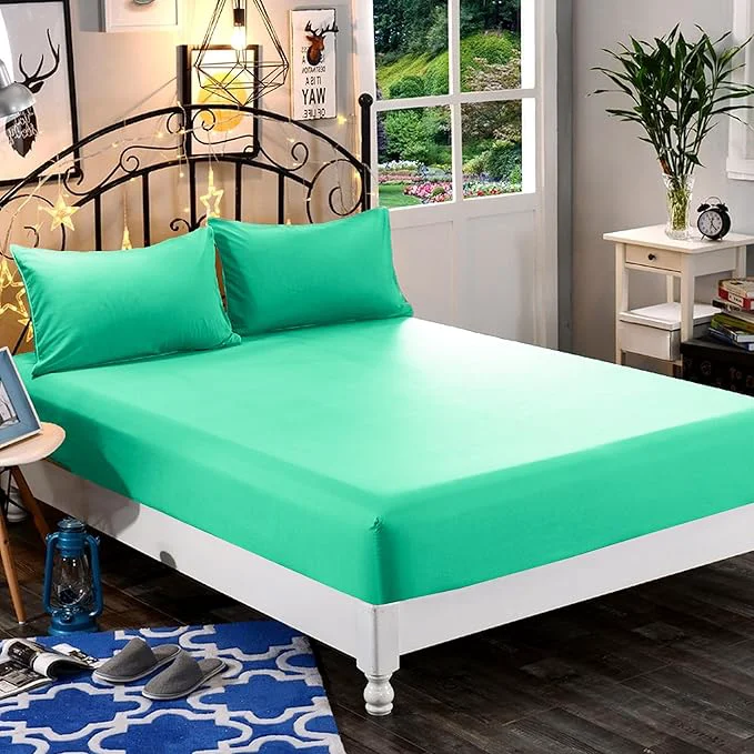 Detailed Elegant Comfort 1500 Premium Hotel Quality 1-Piece Fitted Sheet Softest Quality Microfiber-Deep Pocket up to 16 inch Wrinkle and Fade Resistant California King Paradise Teal User-Friendly
