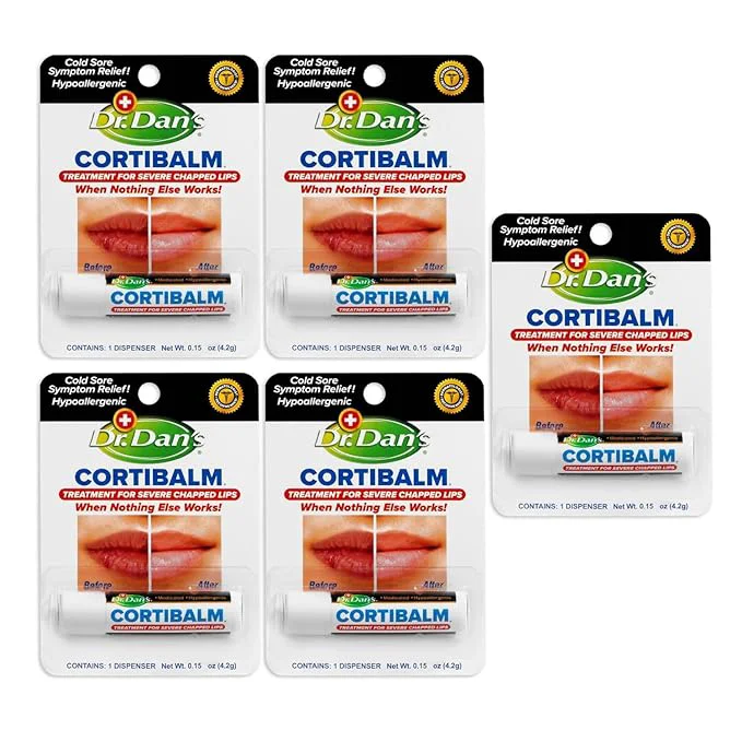 Breathable Dr. Dan’s Cortibalm-5 Pack- for Dry Cracked Lips- Healing Lip Balm for Severely Sophisticated