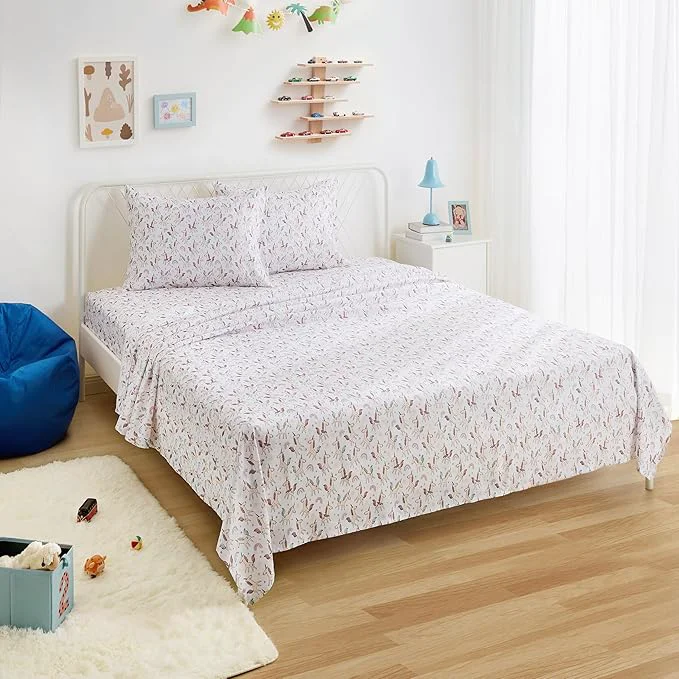 Secure Amazon Basics Microfiber Kids 39 Sheet Set with Pillowcase 4 Piece Full Unicorn and Rainbow Classic