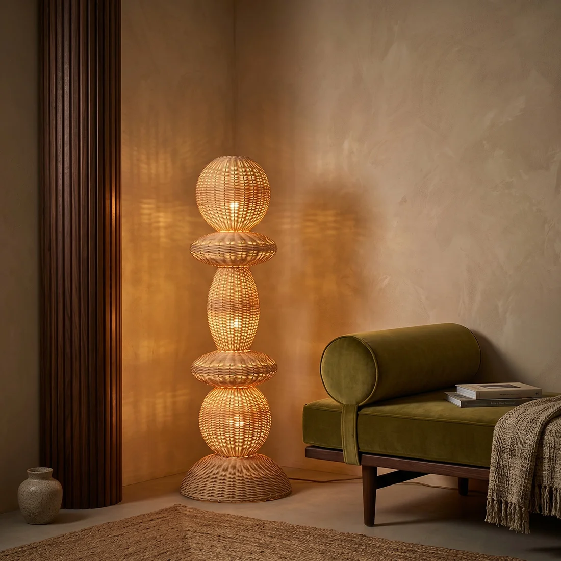 Prestigious Tao Rattan Floor Lamp 140 cm Exceptional