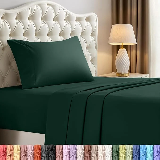 Fast Utopia Bedding Twin Sheet Set – 3 Piece Bed Sheets for Twin Size Bed Soft and Breathable Microfiber Includes 1 Fitted Sheet 1 Flat Sheet and 1 Pillowcase Emerald Green Contemporary