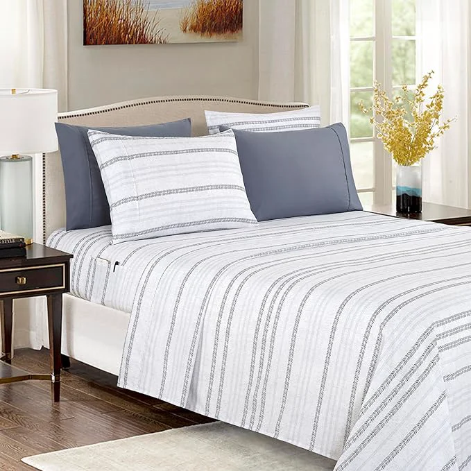 Trendy Elegant Comfort Softest and Coziest 6-Piece Sheet Set – 1500 Premium Hotel Quality Microfiber – Deep Pocket Wrinkle Resistant 6-Piece Floral Bed Sheet Set Full Traci Gray Classic