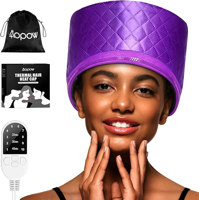 Versatile Thermal Steam Cap for Natural Hair Treatment 10-Level Heating Cap for Deep Premium