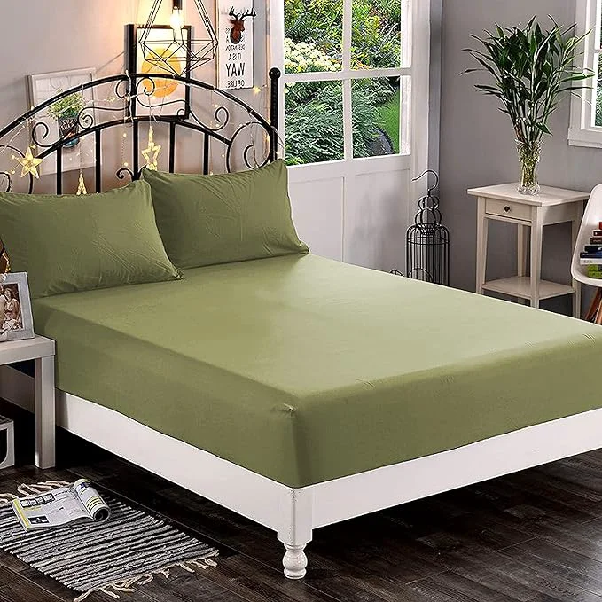 Genuine Elegant Comfort 1500 Premium Hotel Quality 1-Piece Fitted Sheet Softest Quality Microfiber – Deep Pocket up to 16 inch Wrinkle and Fade Resistant Queen Sage-Green Contemporary
