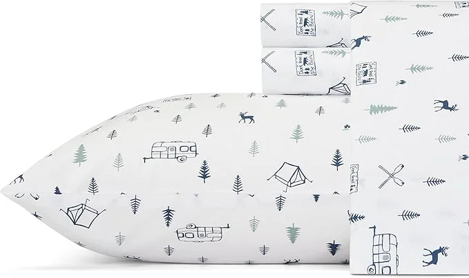 Unique Eddie Bauer Home Percale Collection Sheet Set- Cotton Crisp amp Cool Lightweight amp Moisture-Wicking Bedding King Campout Outstanding