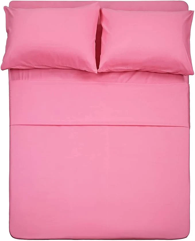 Consistent 4 Piece Bed Sheet Set Queen Peach Pink 1 Flat Sheet 1 Fitted Sheet and 2 Pillow Cases Brushed Microfiber Luxury Bedding with Deep Pockets Environmentally Friendly