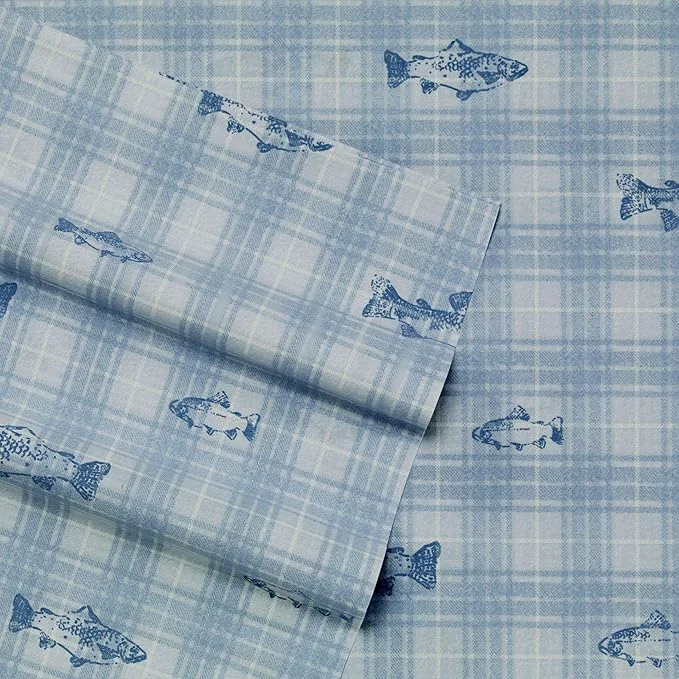Environmentally Friendly Eddie Bauer – Full Sheets Cotton Percale Bedding Set Crisp amp Cool Home Decor Methow Plaid Blue Full Consistent