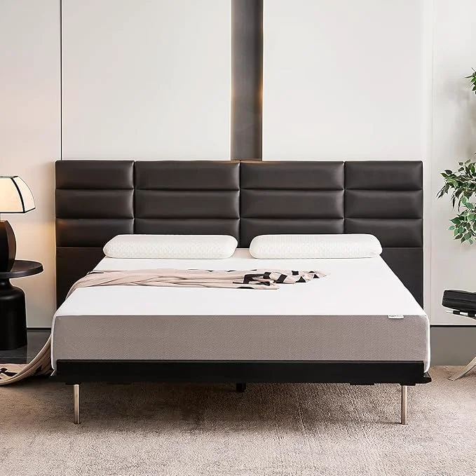 Pure Amazon Basics Medium Firm Memory Foam Mattress Breathable 10 Inch Queen White Grey Clean