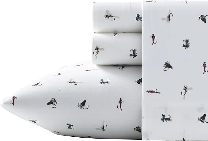 Solid Eddie Bauer – Twin XL Sheet Set Cotton Percale Bed Sheets Crisp amp Cool I Dorm Essentials Fishing Flies White Twin XL Elegant