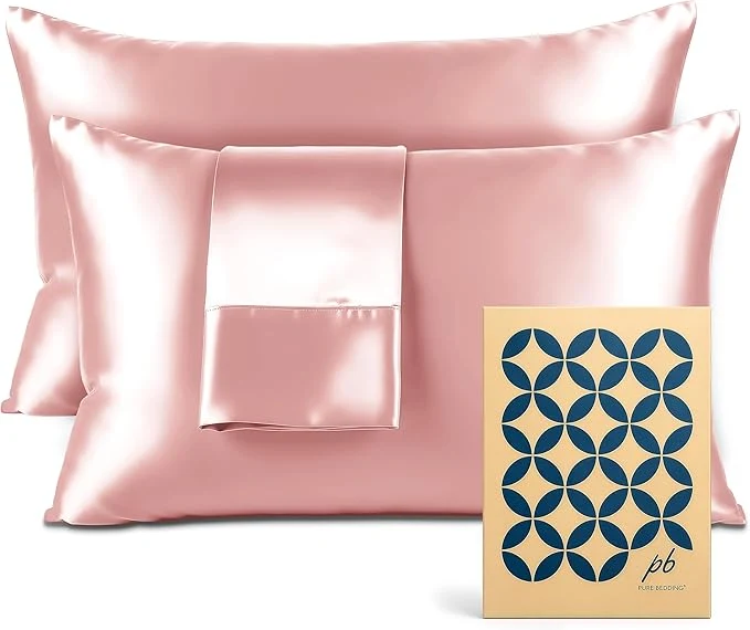 Contemporary Satin Pillowcase 2 Pack – Queen Size 20 quot x30 quot Pink – Silky Pillow Cases for Hair and Skin – Satin Pillow Covers with Envelope Closure – Extra Soft Premium Microfiber Pure