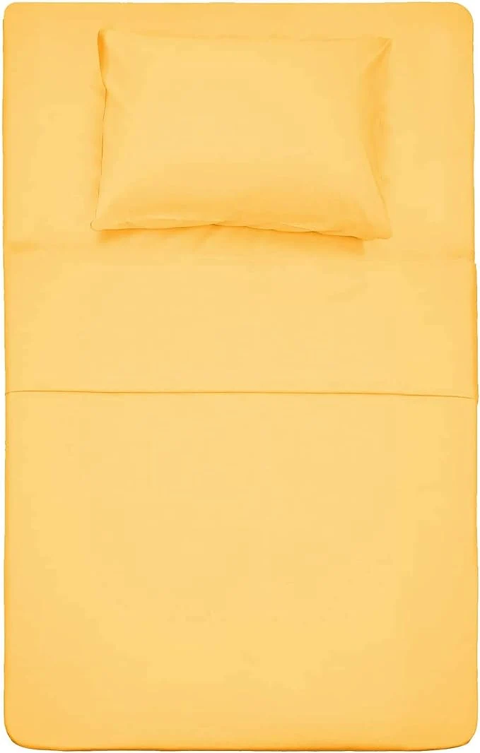 Fast Season 1800 Thread Count Microfiber Fade Resistant Bed Sheet Set 1 Flat Sheet 1 Fitted Sheet and 1 Pillow Cases Twin Yellow Environmentally Friendly